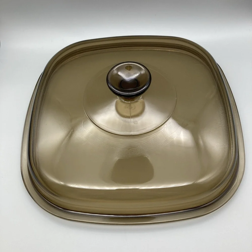 Vintage Pyrex Corning Ware Vision Smokey Amber Square Lid Only A-12-C 10
